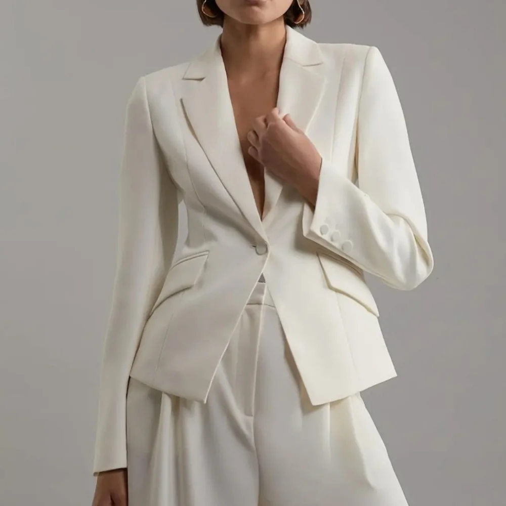 Karen Millen Tailored Crepe Blazer–Ivory Structured SingleBreasted Jacket.10 NWT - Picture 4 of 16
